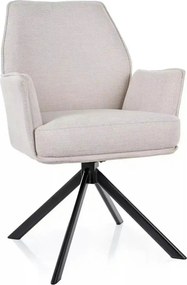 Scaun rotativ HUGO, bej deschis/negru, stofa clasica/metal, 58x60x90 c