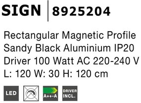 Sina magnetica dreptunghiulara SIGN, 120x30cm NVL-8925204