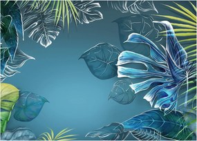 Tablou pe sticlă - Frunzele plantelor tropicale (70x50 cm)