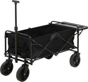 Outsunny Cărucior de Grădină Pliabil 4 Roți material textil detasabil mânecă telescopică Inclinație reglabilă Tavă Rabatabilă negru | Aosom Romania