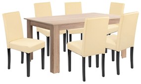 Set de masă Leon 6+1 stejar Sonoma-bej
