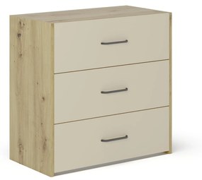 Comoda Malmo, 3 Sertare, Stejar Artisan/Argila, 80 x 42 x 80 cm