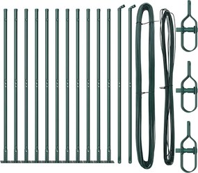 vidaXL Stâlp de gard. 13 pcs Verde Oțel