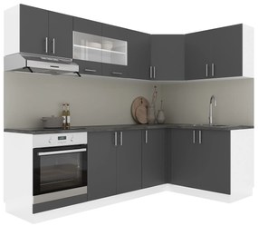 Set Bucatarie Colt Karo V34, Antracit/Alb, Blat Thermo 28 mm, L 240 x 140 cm