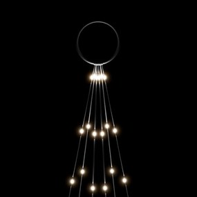 Brad de Craciun pe catarg, 108 LED-uri, alb rece, 180 cm Alb rece, 180 x 70 cm, Becuri LED in forma dreapta, 1