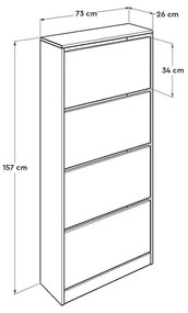 Pantofar Adore XL, 4 compartimente, capacitate 24 perechi incaltaminte, 73 x 157 x 26 cm
