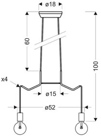 Lustră pe cablu BASSO 4xE27/40W/230V albă