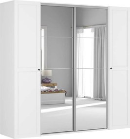Dressing FLEX, alb, PAL, cu 4 usi si oglinda, 250x66x240 cm