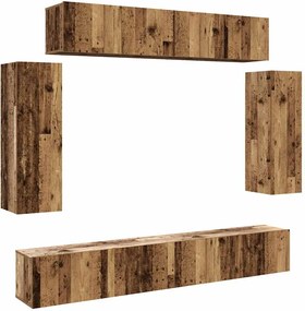 vidaXL Set dulap TV 6 piese montat pe perete lemn vechi lemn prelucrat