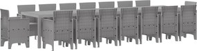 vidaXL Set de masă de grădină cu perne cu pernă 17 pcs Gri deschis PP