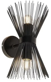 Aplică de perete Art Deco neagră cu 2 lumini - Broom