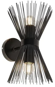 Aplică de perete Art Deco neagră cu 2 lumini - Broom
