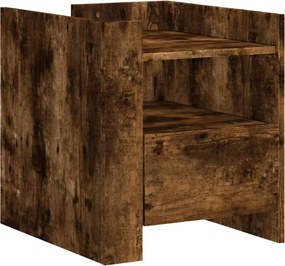 vidaXL Noptieră, stejar fumuriu, 45x50x50 cm, lemn prelucrat