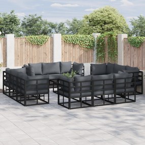 vidaXL Set de canapele pentru grădină 13 pcs Negru 70 x 70 x 32 cm
