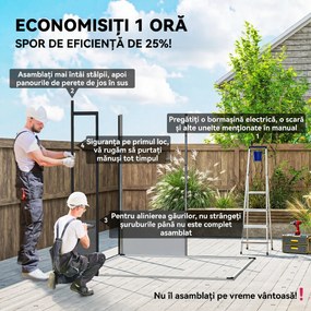 Outsunny Șopron pentru Grădină din Plastic cu Ferestre și Orificii de Ventilație, 190x191x215 cm, Gri Deschis | Aosom Romania