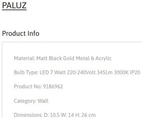 Aplica de perete LED design modern PALUZ