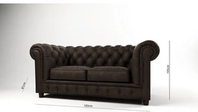 Canapea maro închis cu tapițerie din catifea 184 cm Cambridge – Ropez