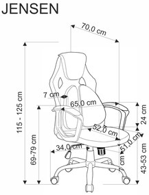 Scaun de birou Jensen negru/gri/rosu H125 cm JENSEN office chair, black / grey / red