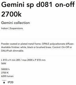 Lustra LED suspendata design circular Gemini sp d081 on-off 2700k alba
