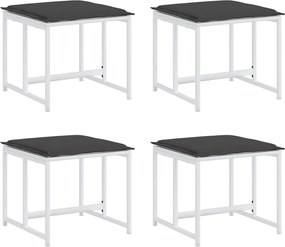 vidaXL Taburete de grădină cu perne, 4 buc., alb, oțel și textilenă