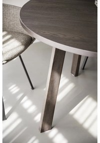 Masă de dining maro închis rotundă extensibilă cu aspect de lemn de stejar ø 130 cm Glenside – Rowico