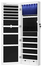 Dulap de perete pentru bijuterii, Songmics, cu inchidere, B01EKVL2XS, Alb