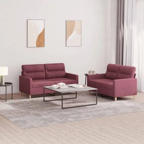 3201574 vidaXL Set canapea cu perne, 2 piese, roșu vin, material textil