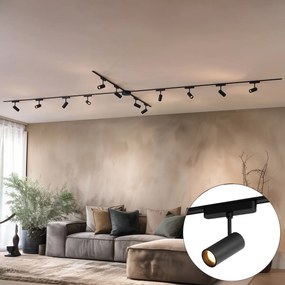 Sistem de iluminat modern pe șină cu 12 spoturi negre monofazate 600 cm - Magnetic Gert