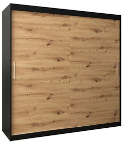 Dulap de haine 200 cm Toki (negru mat + stejar artisan). 1064851