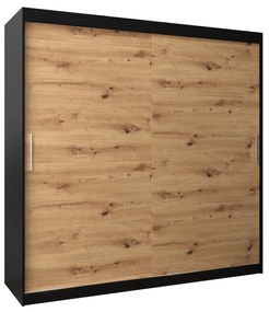 Dulap de haine 200 cm Toki (negru mat + stejar artisan). 1064851