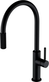 Baterie bucatarie cu dus extractibil Omnires Switch cu sistem filtrare apa finisaj negru mat