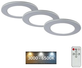 SET 3x plafonieră LED dimabilă pentru baie LED/4,8W/230V IP44 Briloner + telecomandă