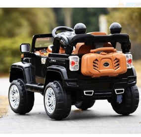 Masinuta Electrica cu acumulator pentru copii NOVOKIDS™ Safari SUV PRO, Cu telecomanda, Max 30 kg, Melodii si lumini, 12V, Negru