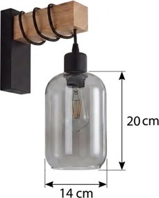 Brilagi - Aplica de perete WOOD GLASS 1xE27/60W/230V pin/negru/gri fumuriu
