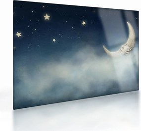 Tablou pe sticlă - Luna cu stele (70x50 cm)
