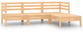 Set mobilier de gradina, 4 piese, lemn masiv de pin Maro, 2x colt + mijloc + suport pentru picioare, 1