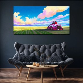Tablou canvas luncă mașină cer cuplu