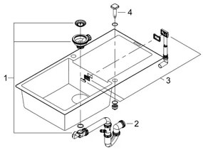 GROHE 31645AP0 - Chiuvetă K500 1000 × 500 mm piatră/negru