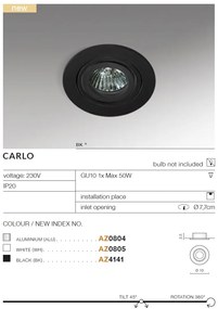 Spot incastrat directionabil de tavan/plafon CARLO negru