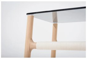 Măsuţă auxiliară cu structură din lemn masiv de stejar şi blat gri Gazzda Fawn