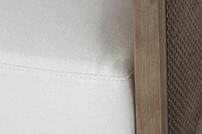 Fotoliu alb din rattan si stofa