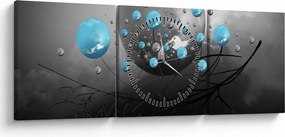 Tabloul - bile abstracte albastru deschis (cu ceas) (90x30 cm)