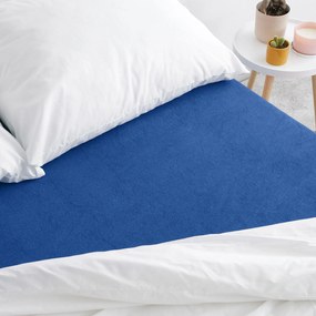 Goldea cearceafuri de pat din terry cu elastic - albastru închis 200 x 200 cm