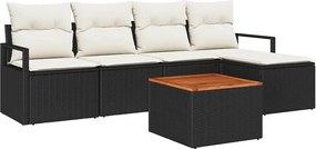 vidaXL Set de canapele pentru grădină 6 pcs Negru și Crem poliratan