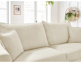 Canapea crem extensibilă cu tapițerie din catifea reiată 225 cm Augustin – Bobochic Paris