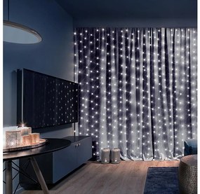 Perdea LED de Crăciun Brilagi 300xLED/8 funcții/3xAA/USB 1,2m alb rece