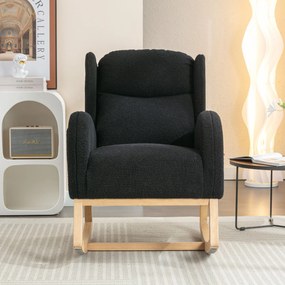 Scaun balansoar modern cu husă din material Teddy, Negru | Aosom Romania