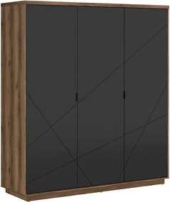 Dulap FORN, nuc/negru mat, PAL melaminat, cu 3 usi, 180x57x201 cm