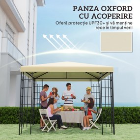 Outsunny Acoperiș pentru Foișor 3x3 m cu 8 Orificii din Țesătură Oxford 600D Cremă | Aosom Romania
