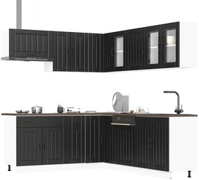 vidaXL Set dulap de bucătărie 11 piese „Lucca” lemn negru prelucrat